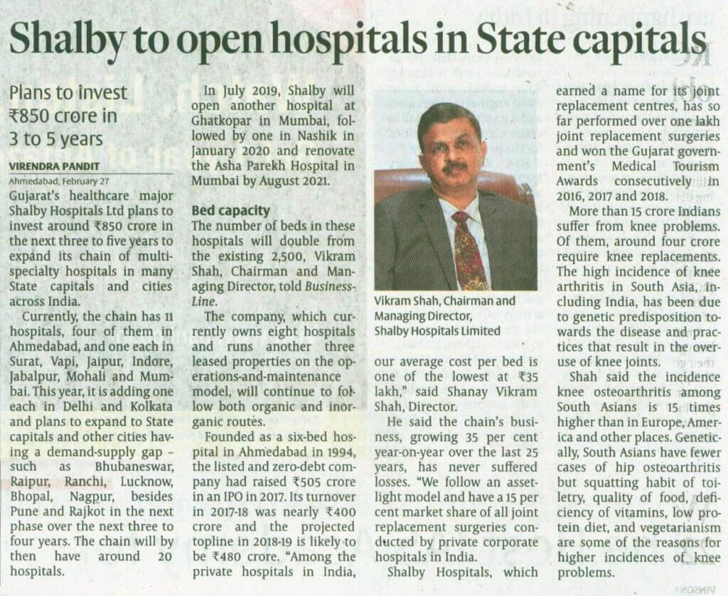 Shalby to open hospitals in state capitals