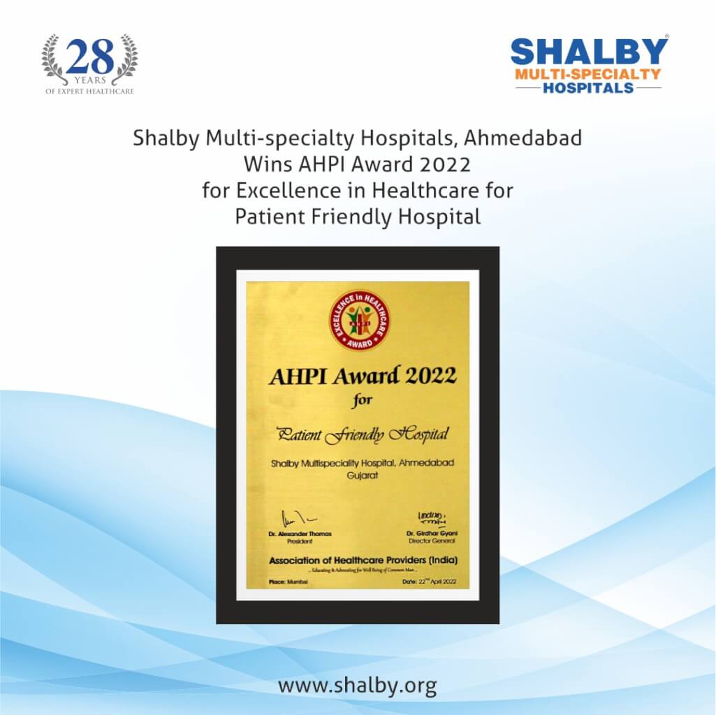 AHPI award 2022 - Shalby Hospitals