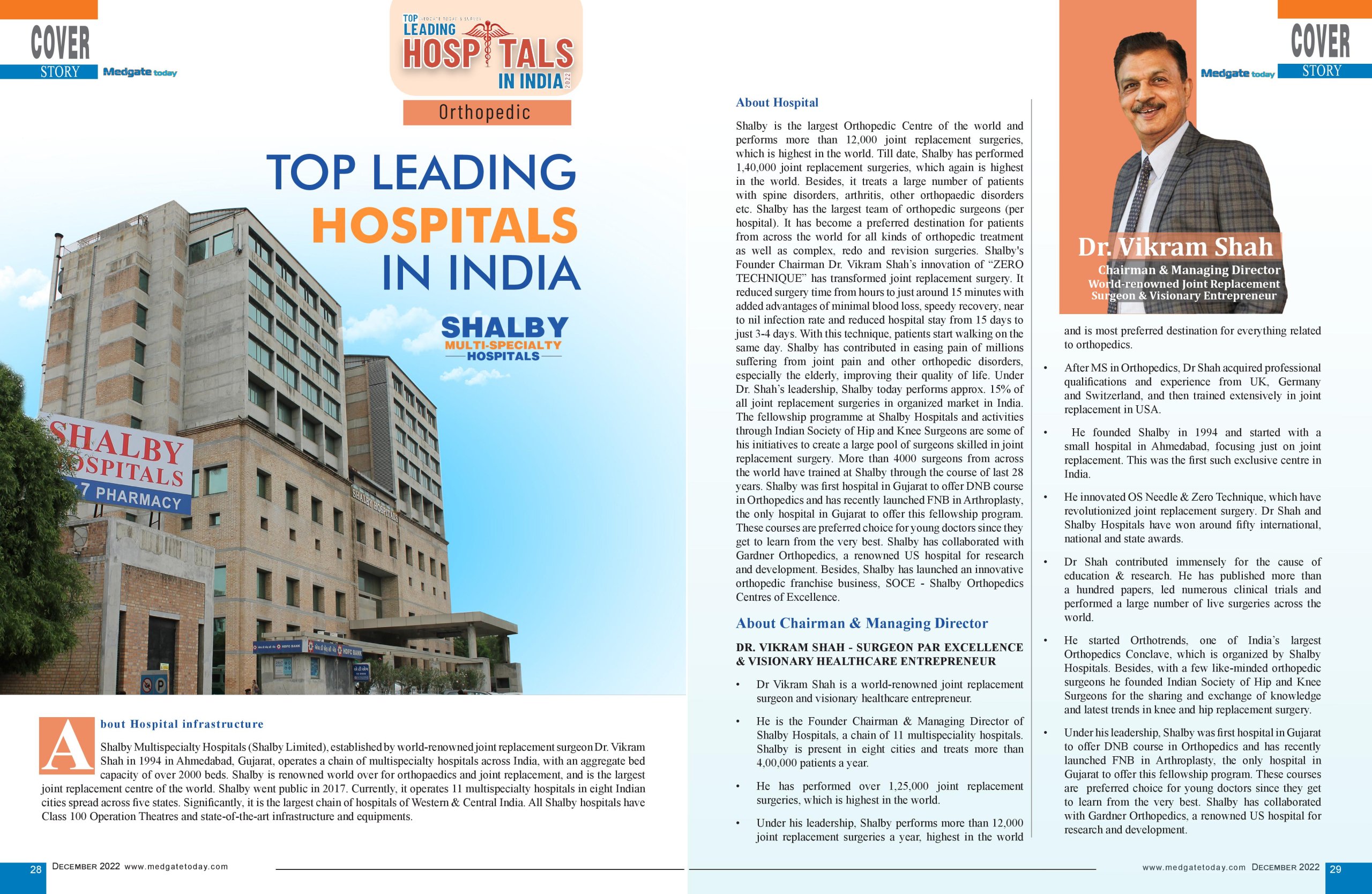 top leading hospital in india - shalby hospital